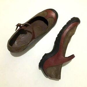 Merrell Shoes Mary Jane Plaza Plum Sz 8 Brown Leather Bungee Cord Performance